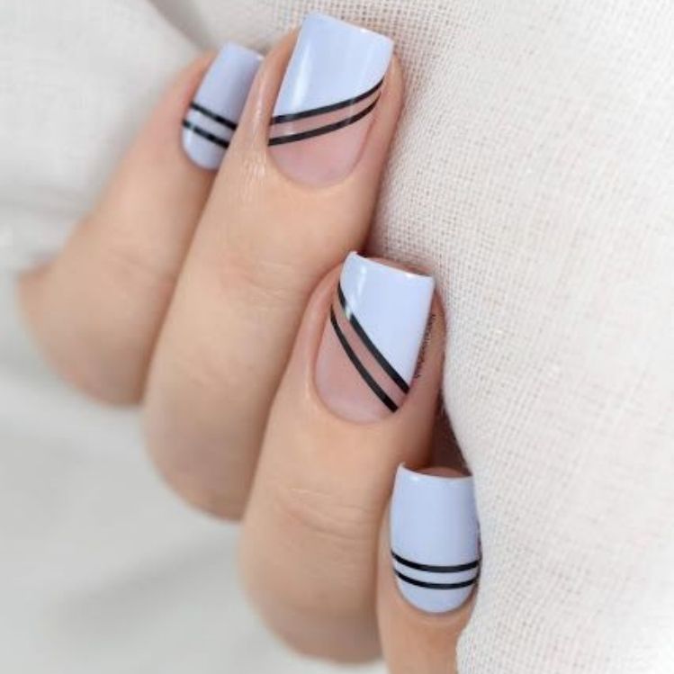 7 ideas de uñas en blanco y negro fáciles y casuales para la oficina