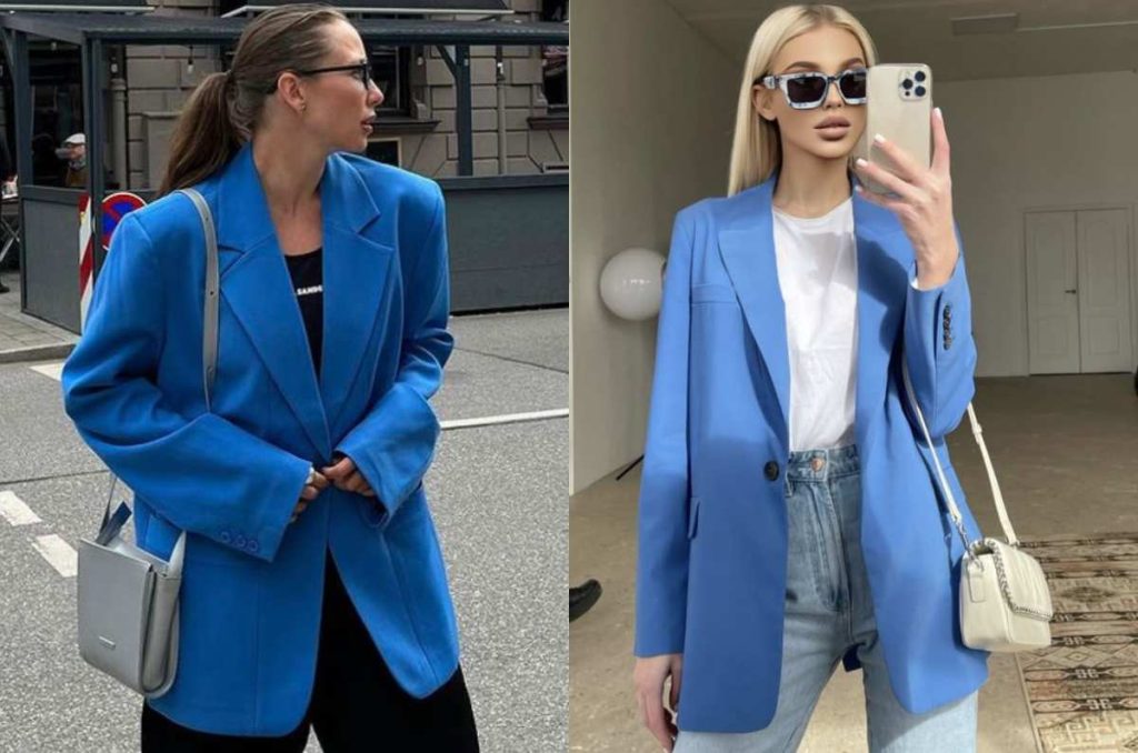 outfits con blazer azul