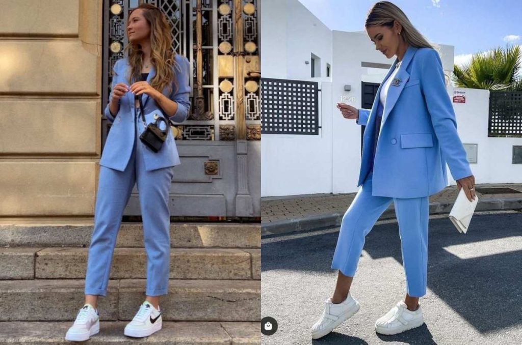 outfits con blazer azul