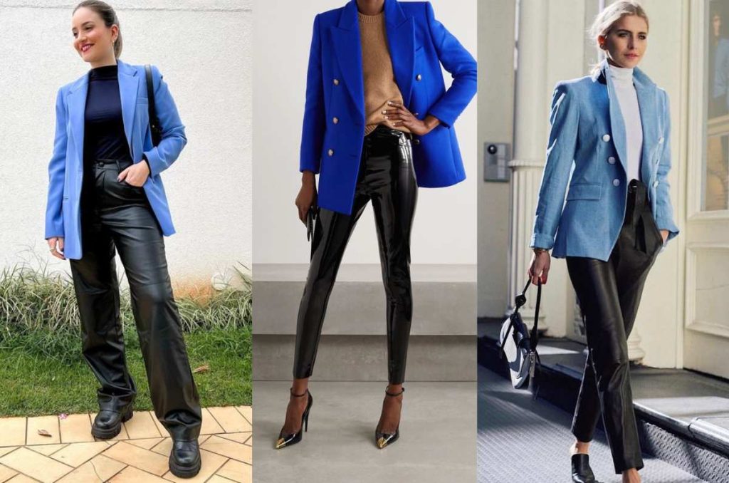 outfits con blazer azul