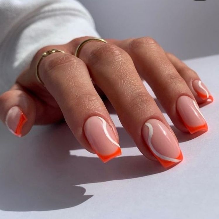 10 ideas de uñas naranja neón fáciles y casuales para la oficina