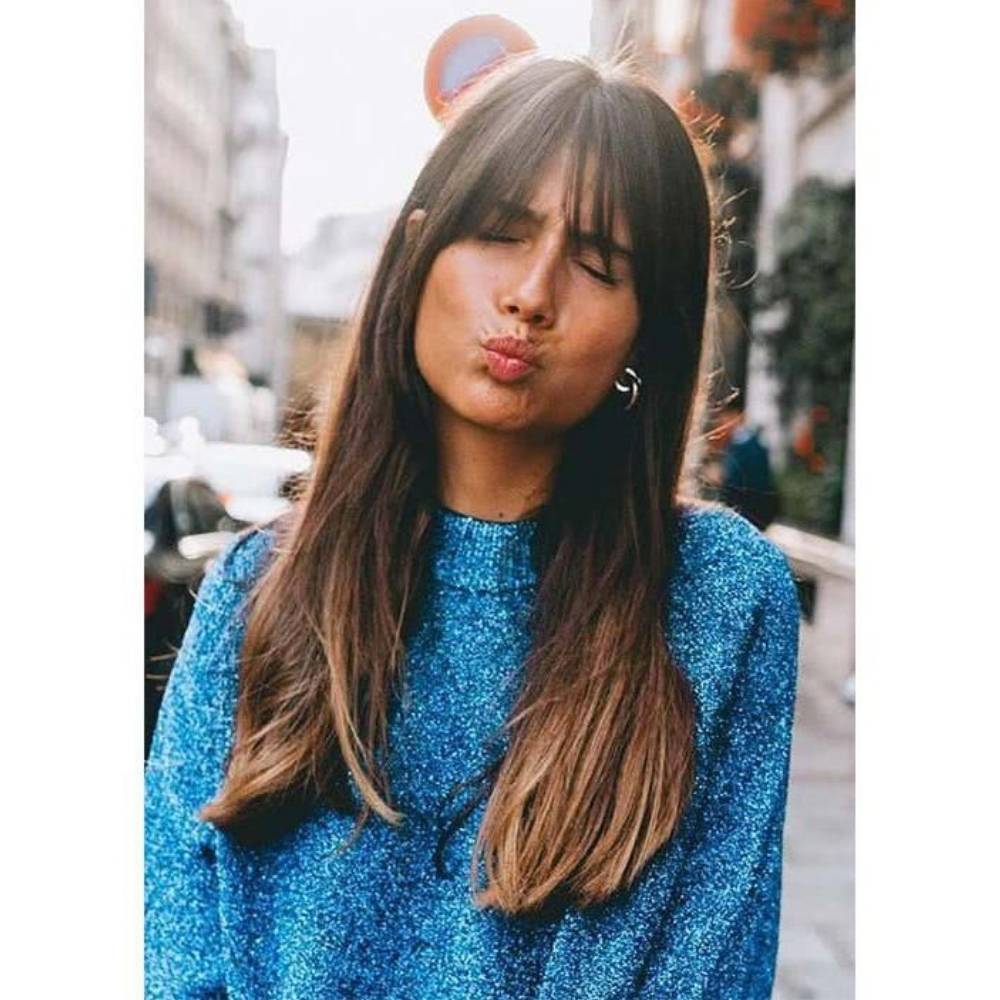 10 formas de llevar fleco con cabello largo con estilo