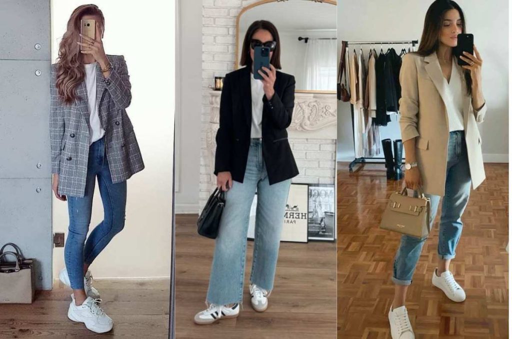 outfits con tenis para la oficina
