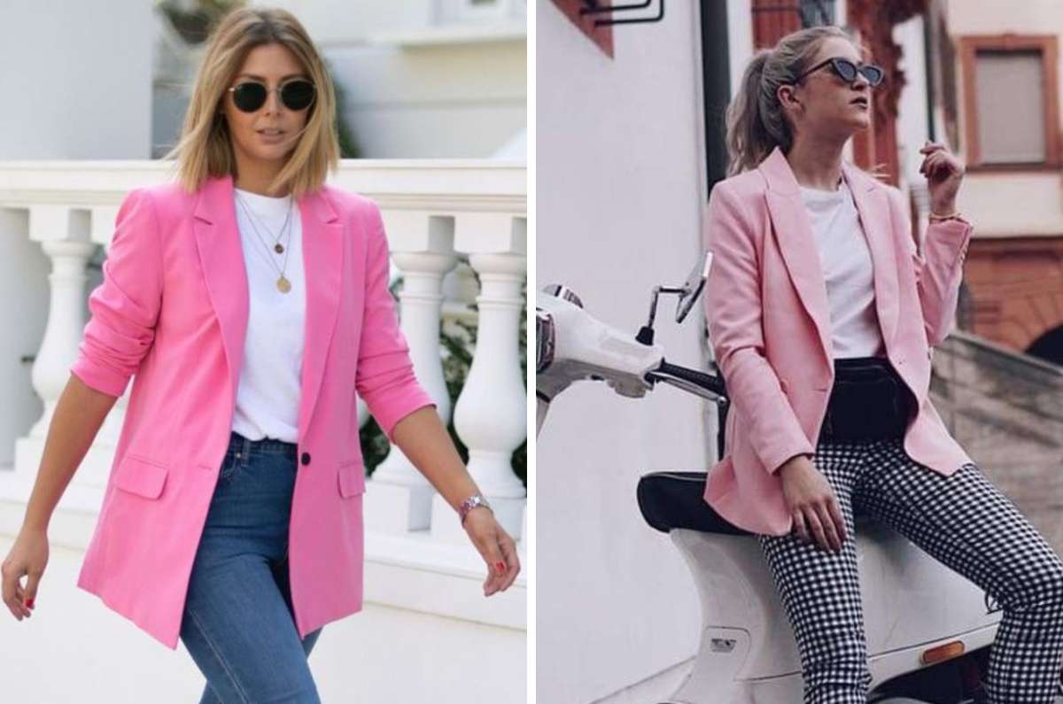 10 outfits con blazer rosa para lucir casual y elegante en la oficina