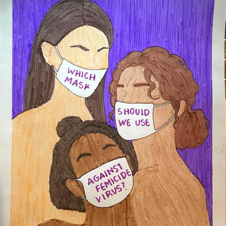 Máscaras contra el feminicidio: el dibujo que retrata la lucha feminista