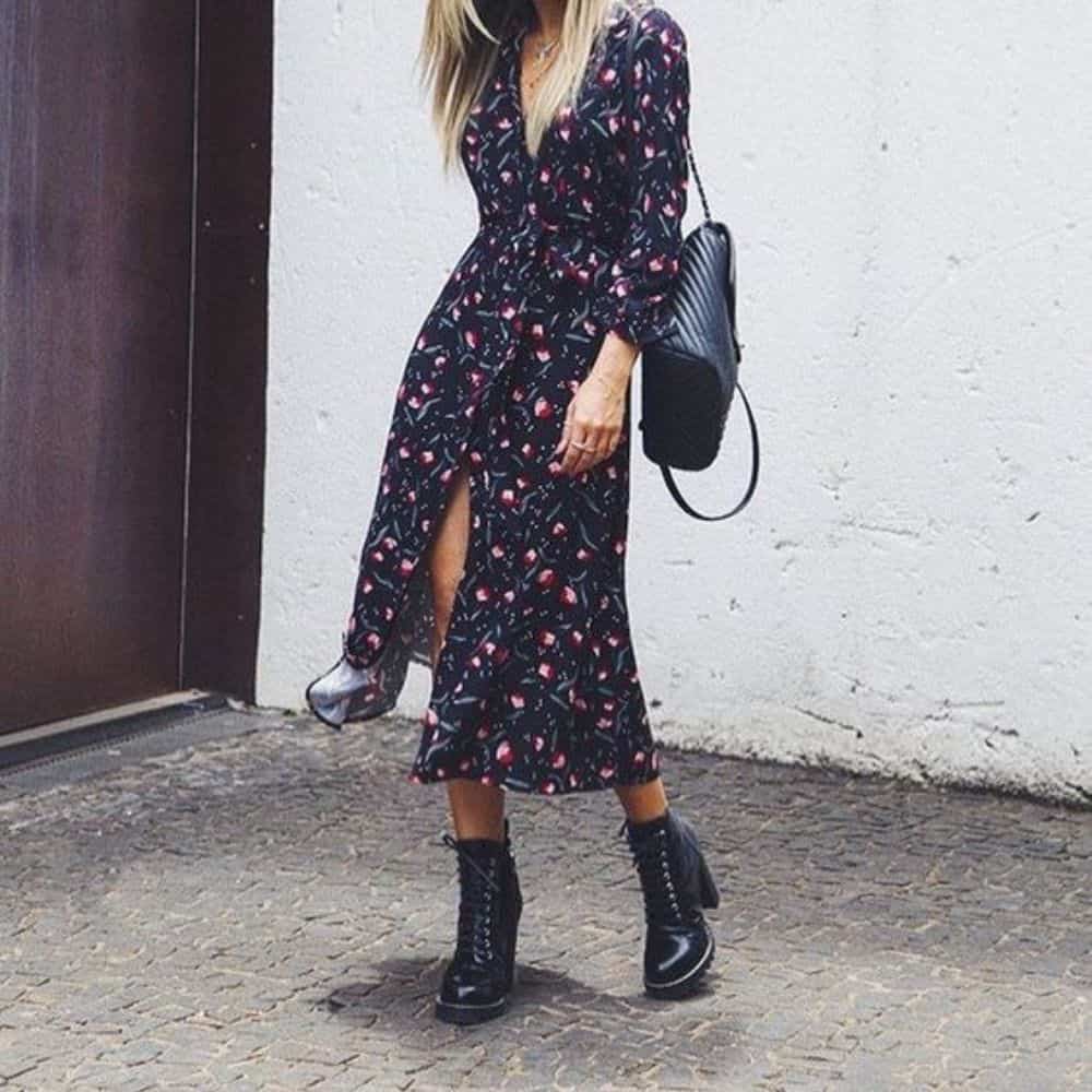 10 outfits perfectos que combinan con botas militares-vestido con botas