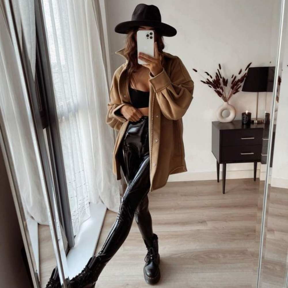 outfits negros con café