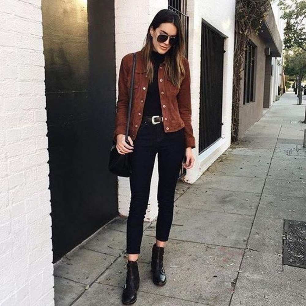 outfits negros con café