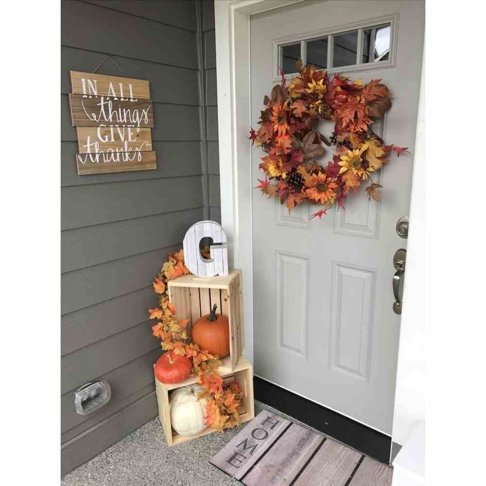 Corona de flores Puerta con corona de hojarasca para adornafr d eHalloween