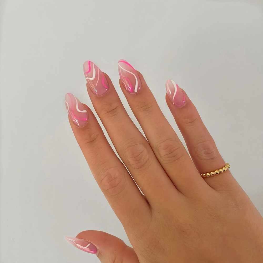 Líneas abstractas en rosado y blanco Diseño de línas abtractas en color blanco y rosa