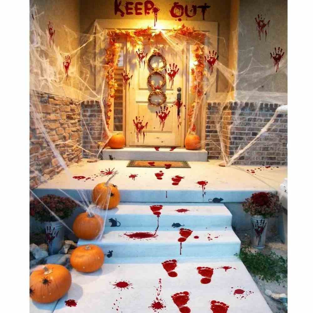 Sangre en puertas y ventanas Decoración de puerta con sangre falsa para entrada terrorífica
