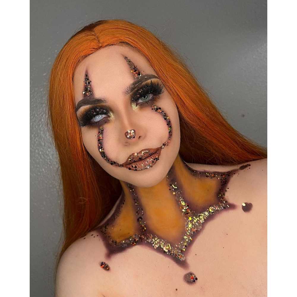 Maquillaje de payaso en colores tierra