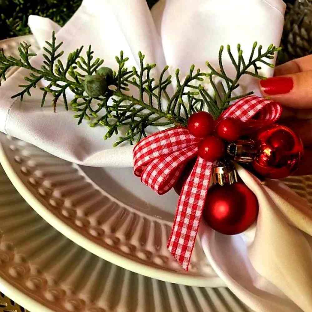 Sujetador de servilletas Decoración para cena navideña