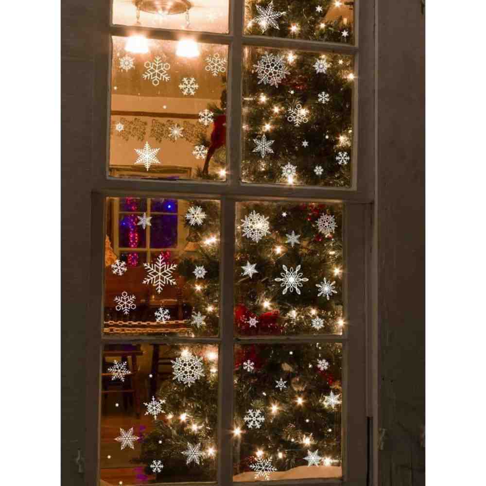 Pegatina de pared Navidad con patrón de copo de nieve Venatana con decoraciones del buen fin Shein
