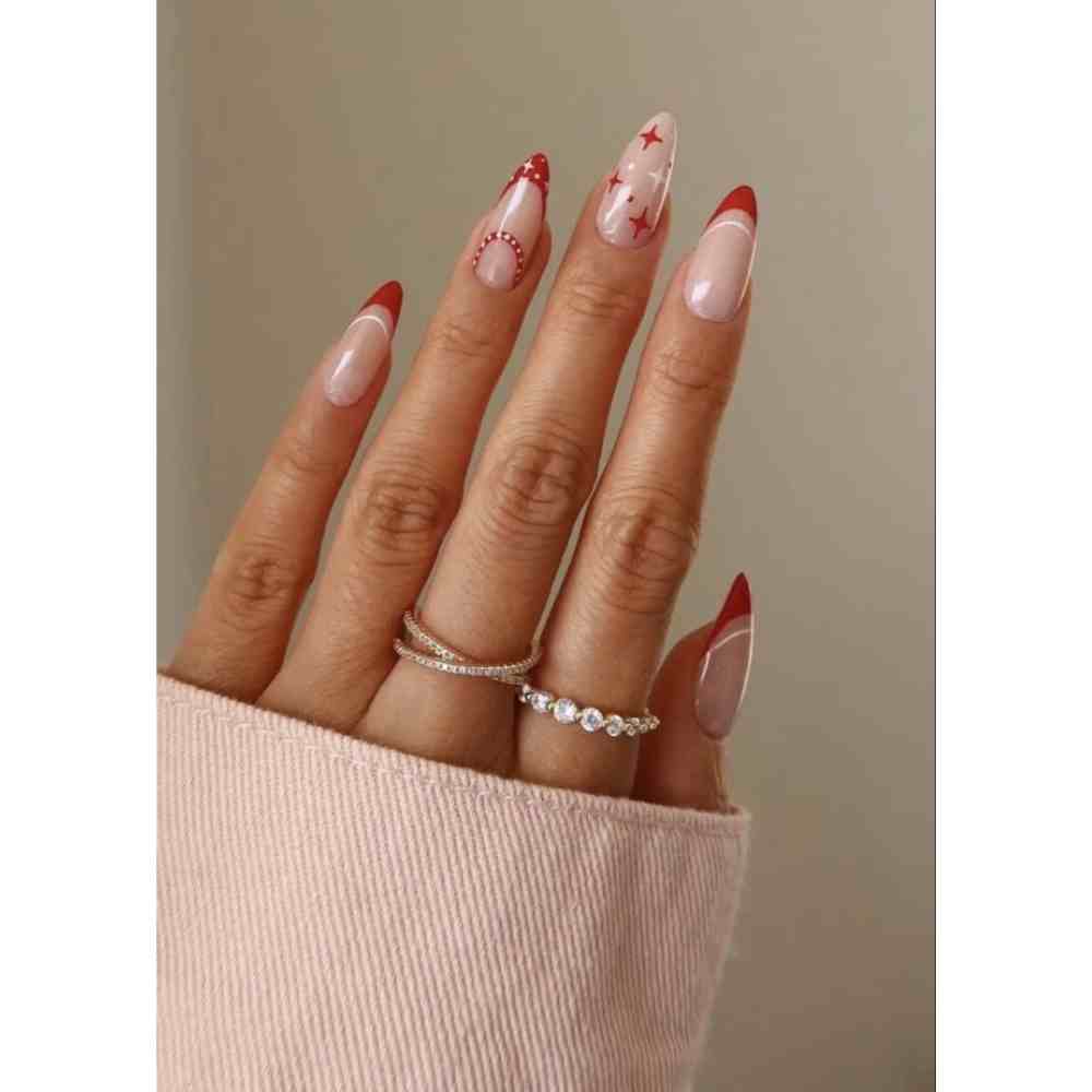 Korean nails inspo Diseño de uñas rojas estilo coreano
