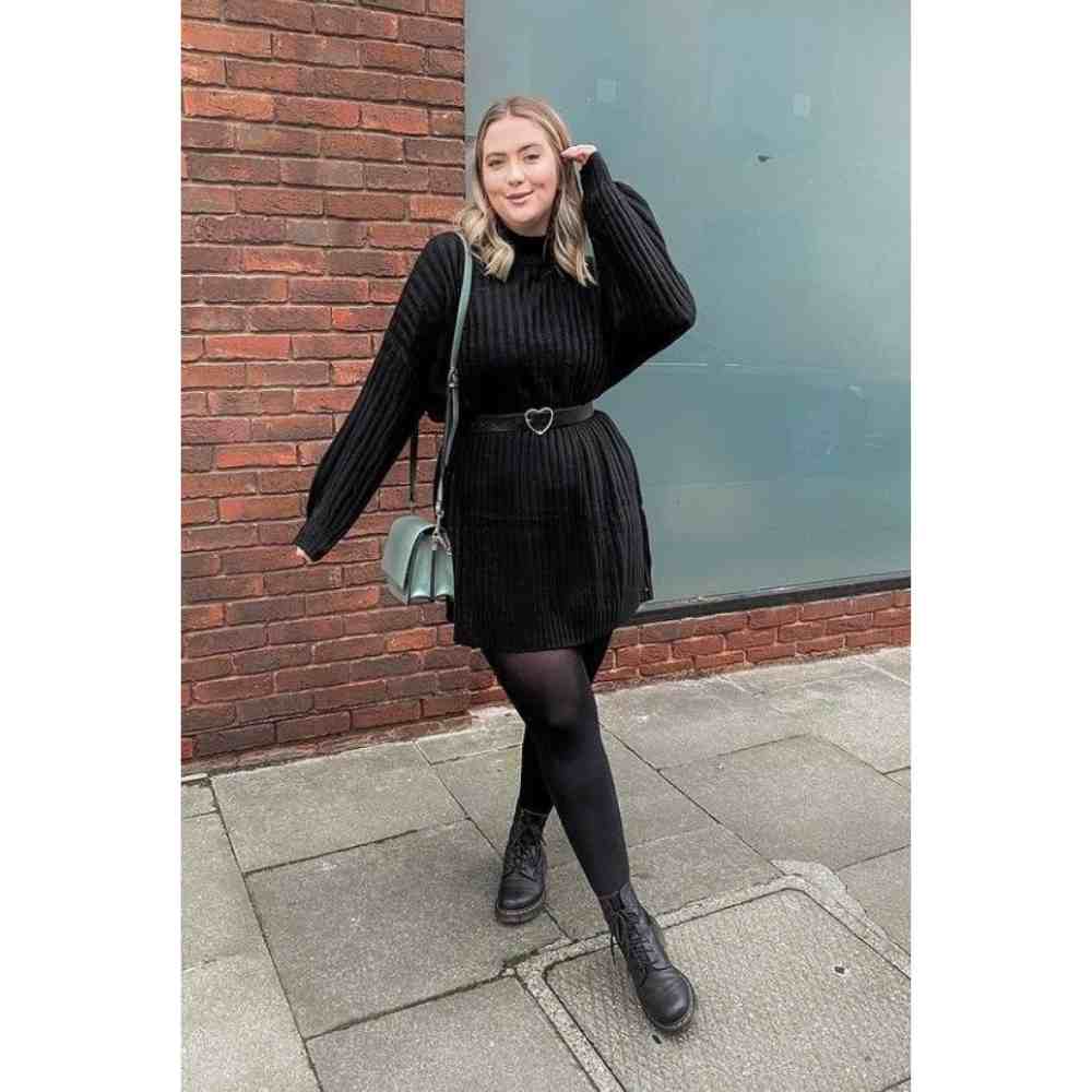 Suéter oversize con medias Outfit con suéter oversize y medias