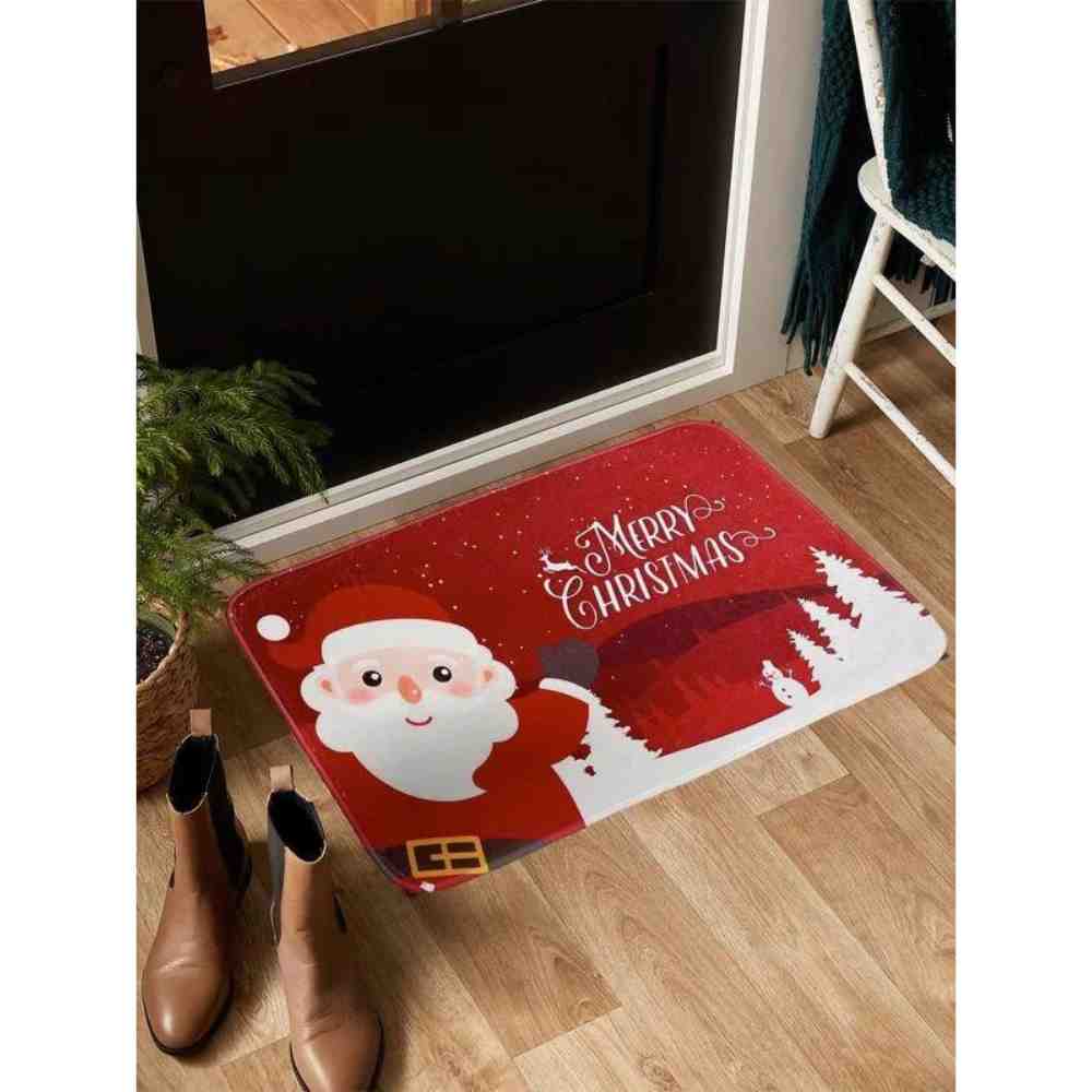 Alfombra de piso con patrón de Papá Noel de Navidad Tapete de bienvenida de santa claus