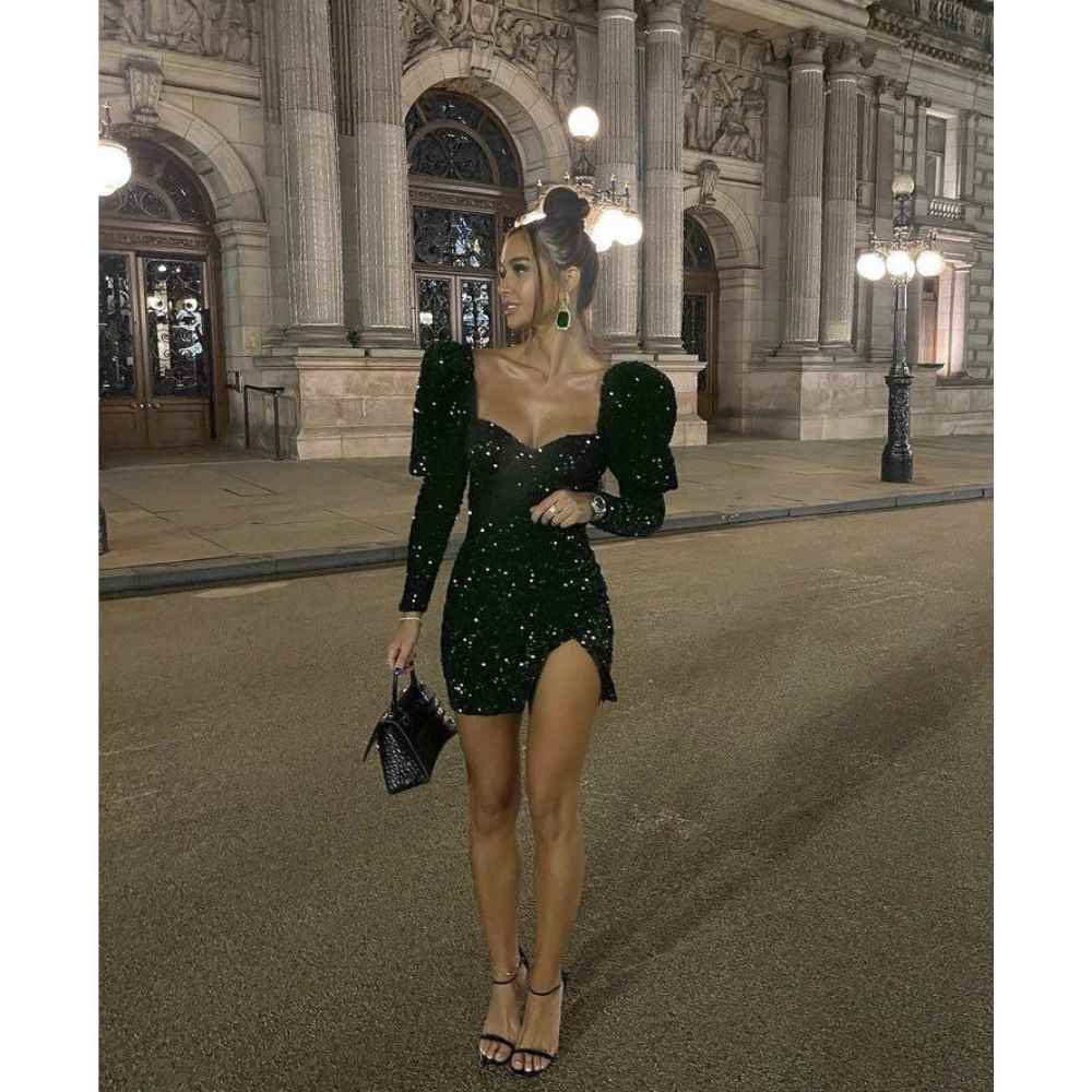 10 outfits con vestidos de lentejuela corto para lucir sexy en Navidad