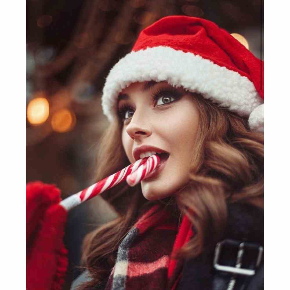 foto navideña comiendo caramelo