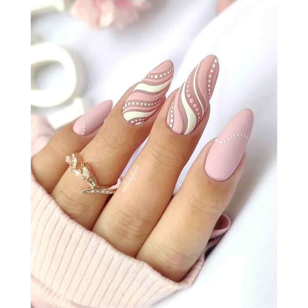 uñas rosas con blanco