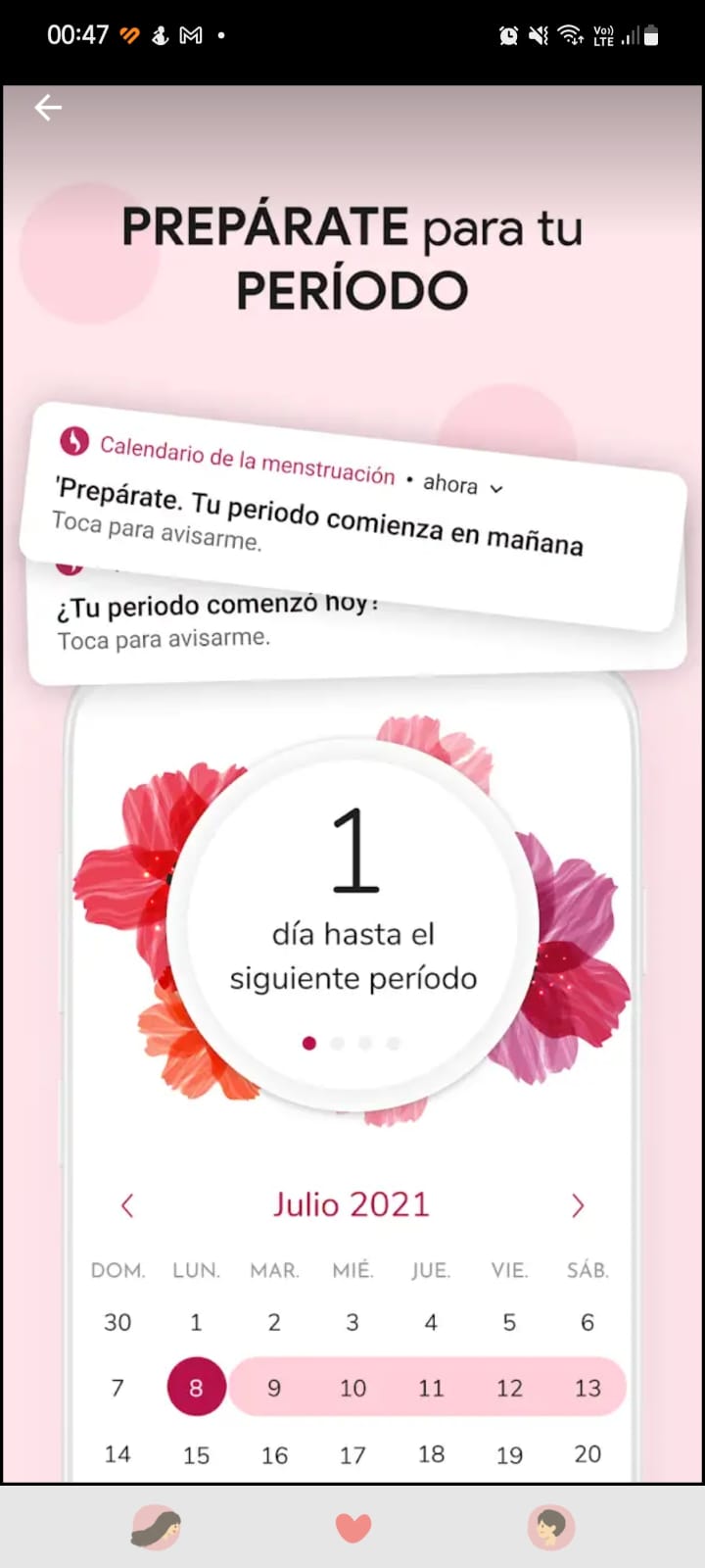 app diario menstrual con diseño elegante app diario menstrual con diseño elegante