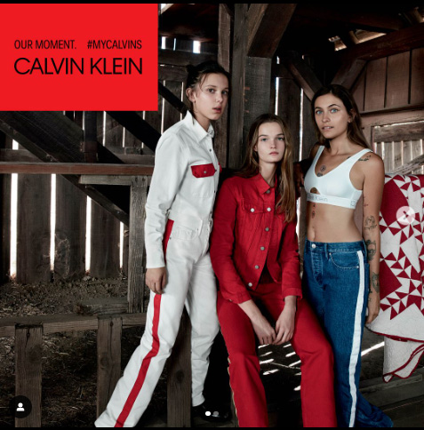 Millie Bobby Brown modelando calvin klein 