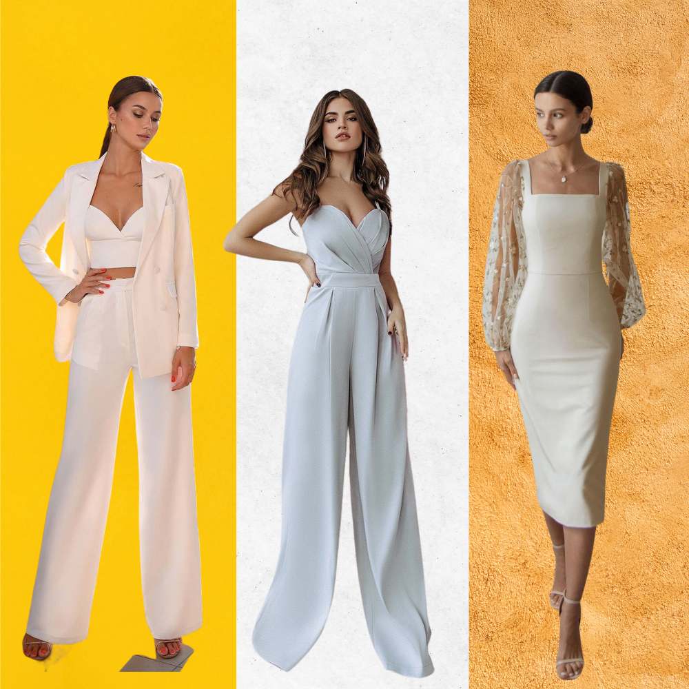 outfits para boda civil con jumpsuit, vestidos y palazzos