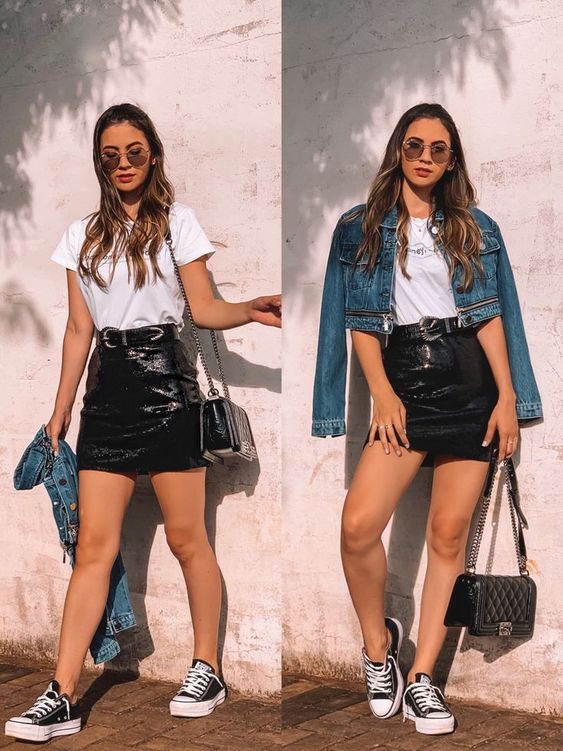 outfits-con-falda-negra-corta