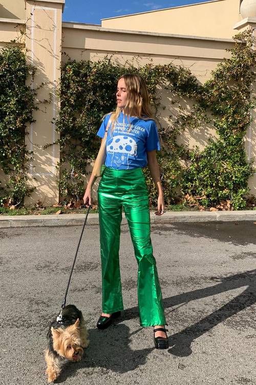 outfits mettalizados para primavera pantalon metalizado para primavera