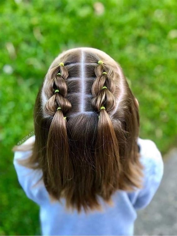 peinado con ligas para niña cabello corto facil y rápido