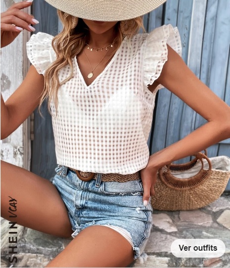 blusa con manga corta con short shein