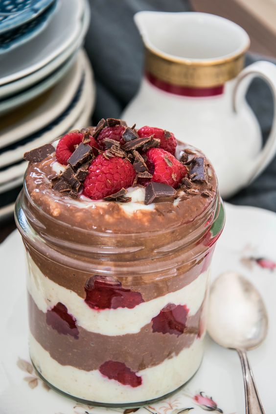 avena con chocolate y mantequilla de mani 