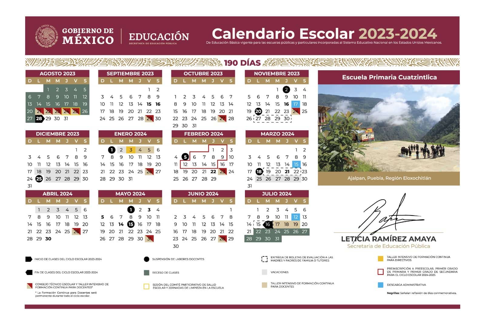 calendario de la sep ciclo escolar 2023 2024 