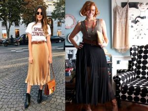 Outfit con botas vaqueras y falda