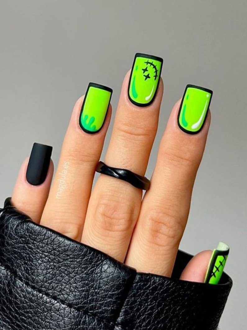 frankenstein nail art