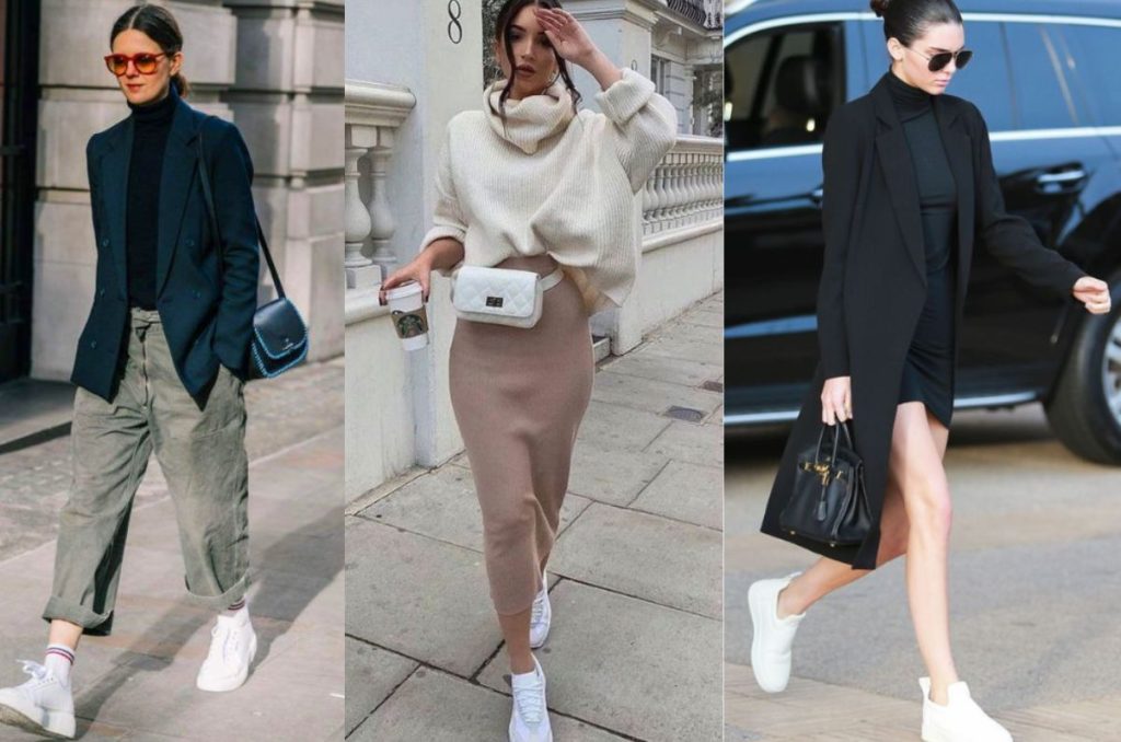 Outfits de invierno con tenis blancos