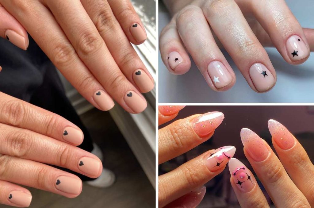 diseños de uñas minimalistas con detalles negros