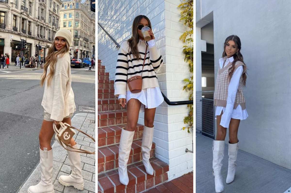 Outfits con botas beige para cuando hace frío y calor al mismo tiempo