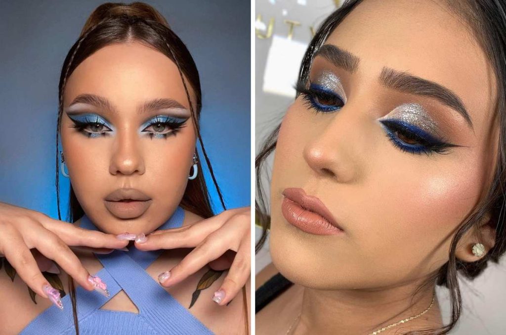 ideas de maquillaje azul para quinceañera