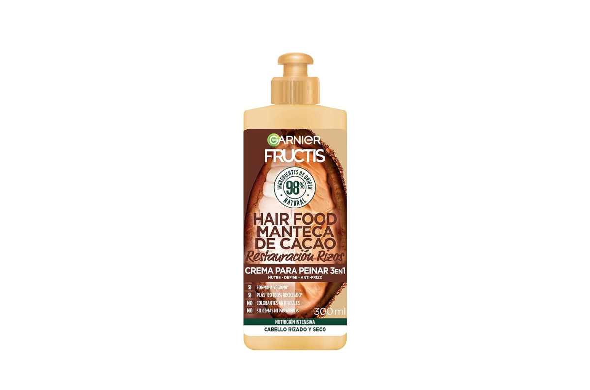 Mascarilla intensiva 3 en 1 para cabello rizado Hair Food Manteca de Cacao Fructis, de Garnier