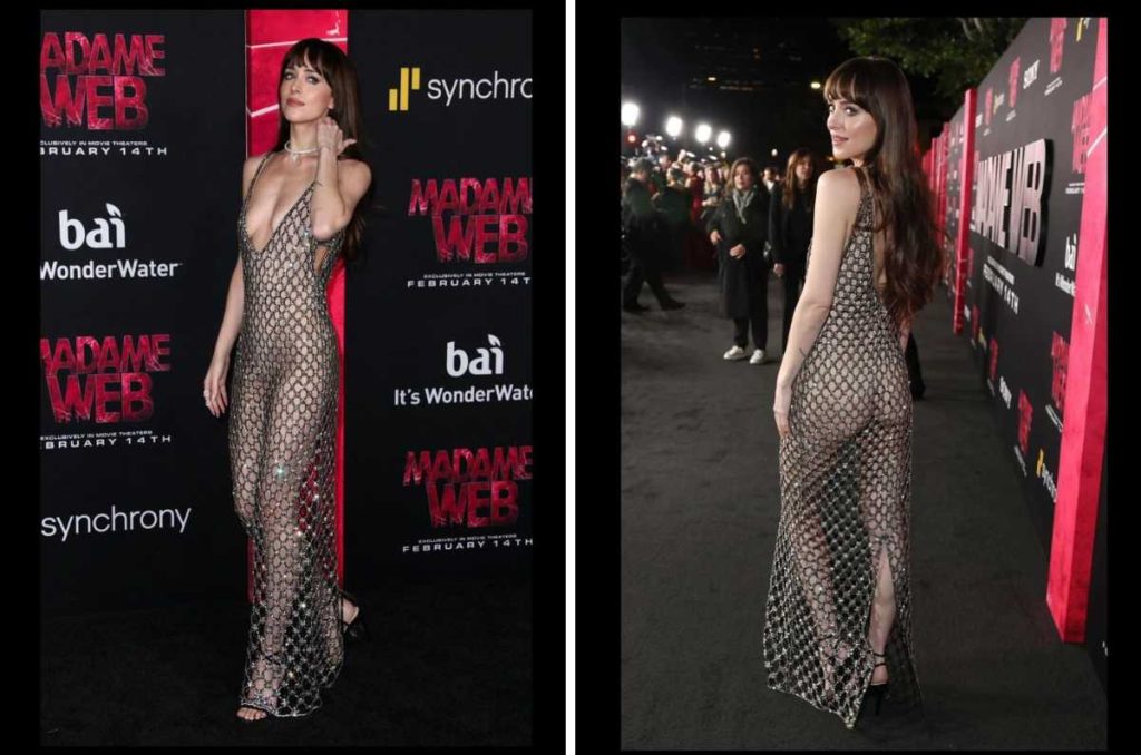 Dakota Johnson vestido de red