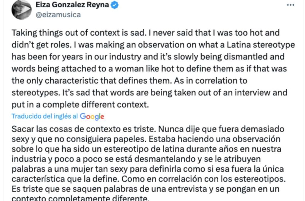 Eiza González desmiente haber dicho ser «demasiado bonita» o «demasiado sexy» 1