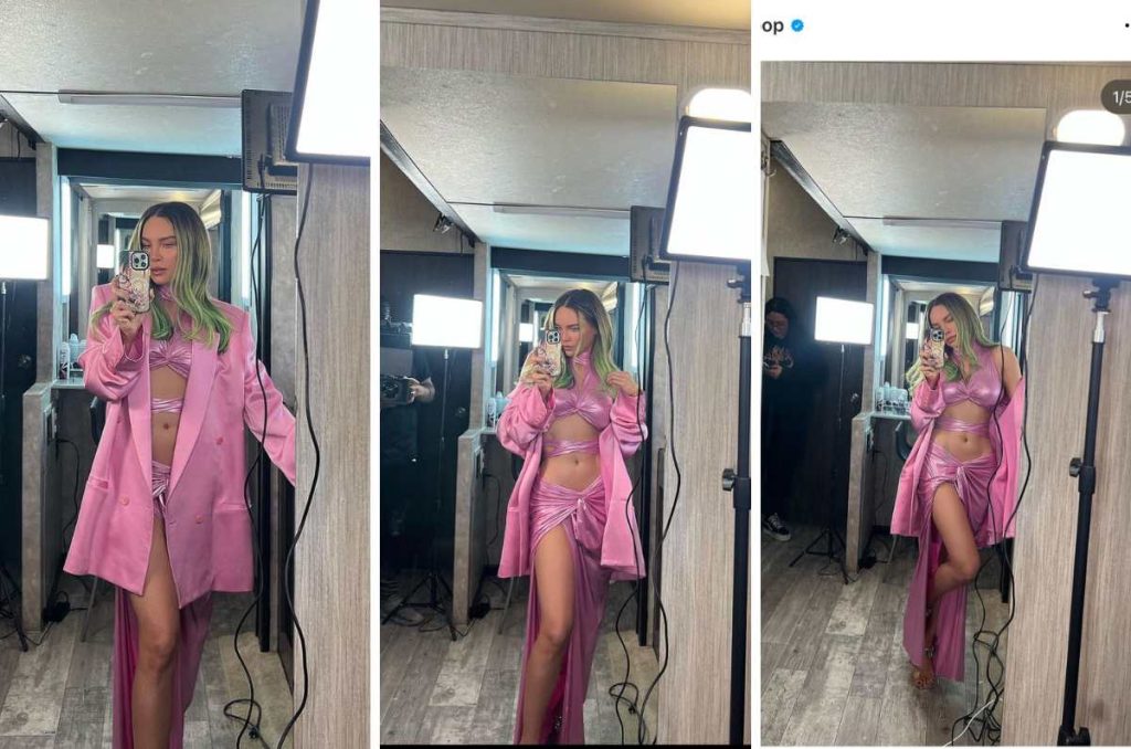 Belinda posa en atractivo traje rosa de látex y luce súper sexy 0