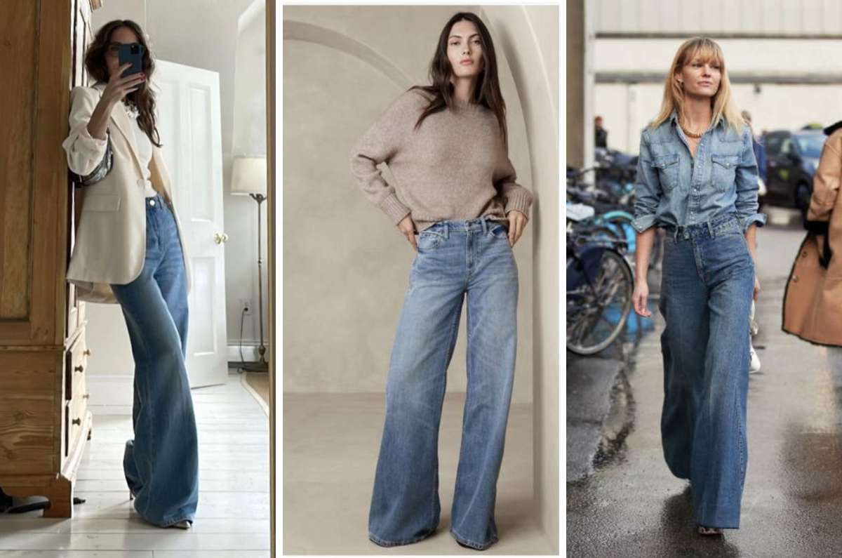 10 outfits con jeans de pierna ancha para lucir arreglada en el trabajo