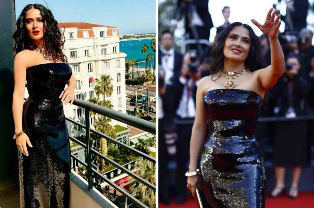 Salma Hayek deslumbra con un vestido negro de lentejuelas en el festival de Cannes 1