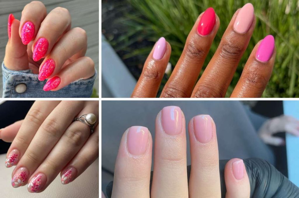 Ideas para mani de uñas rosas