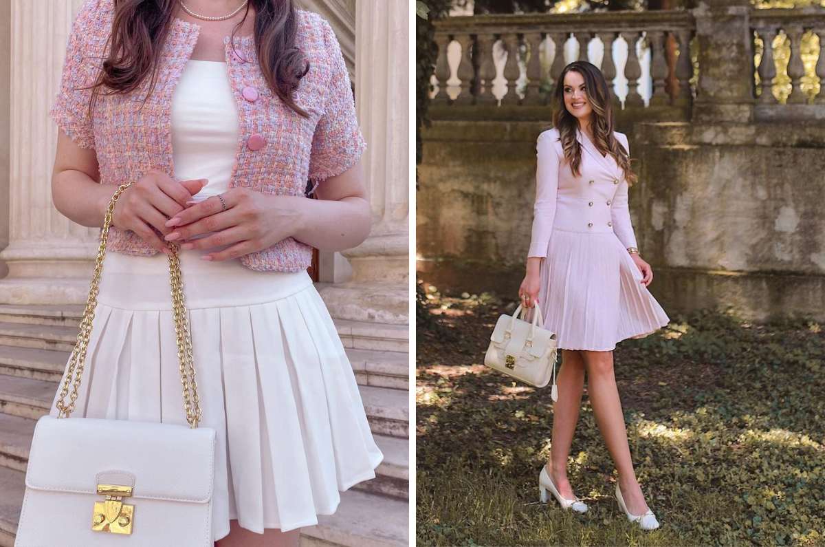 Outfits con falda tableada corta que sí puedes llevar a la oficina