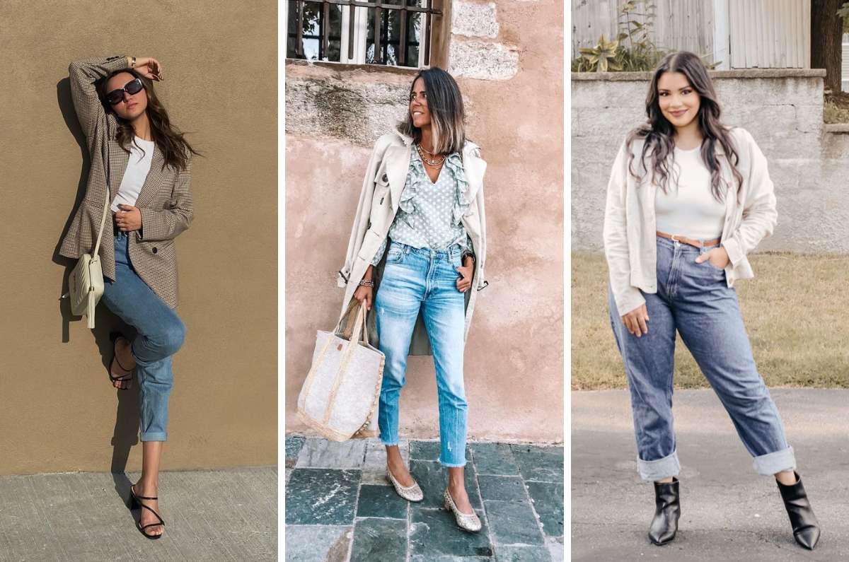 Looks de oficina casuales con mom jeans SIN tenis