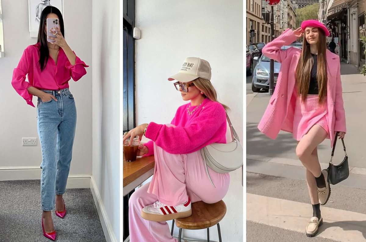 Outfits chic con prendas rosa intenso
