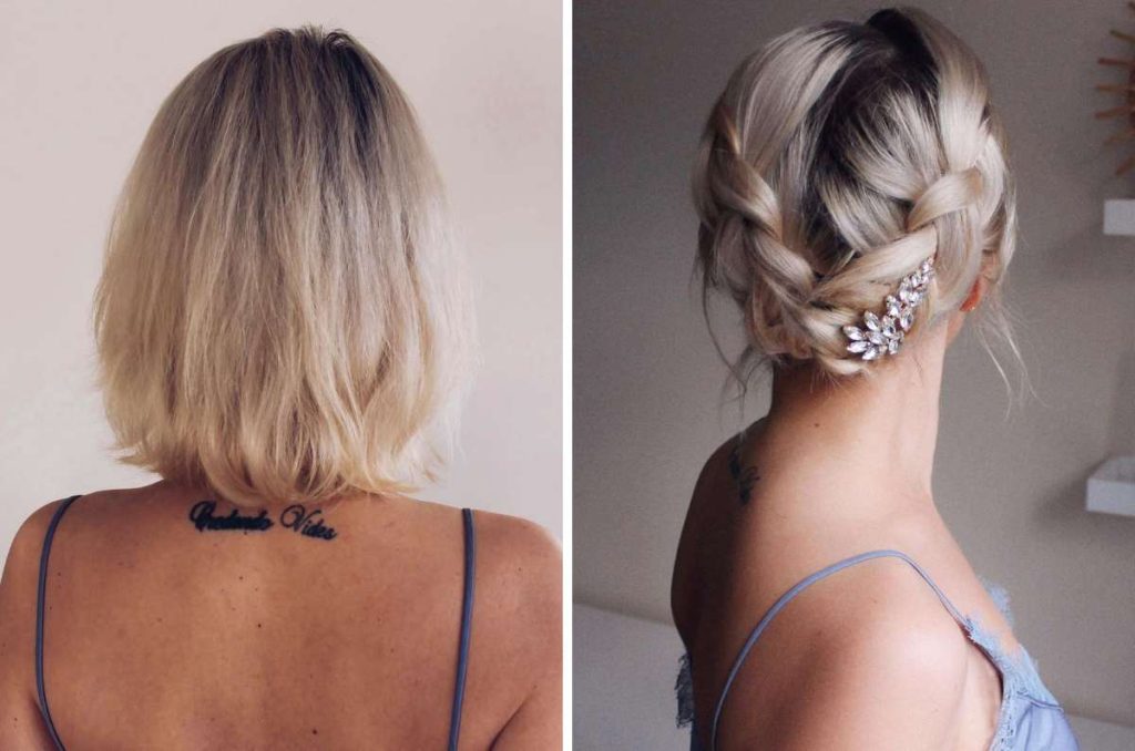 Peinados con mini trenzas para lucir cabello corto elegante 3
